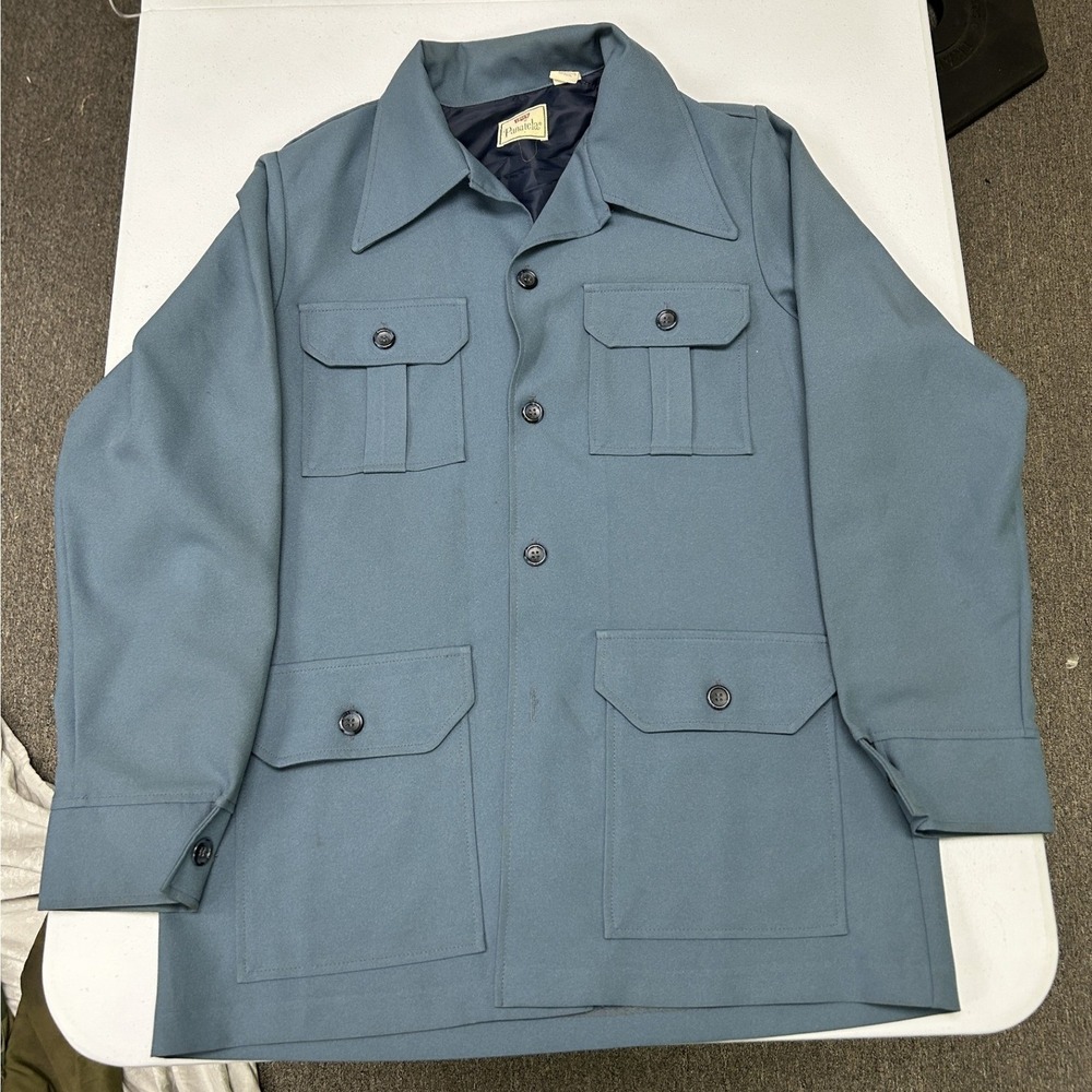 Levi's panatela Safari Jacket Mens XL Blue 70s 4-Pocket Field Coat Utilitarian